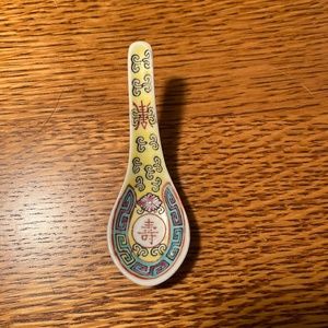 Colorful Vintage Mun Shou Chinese Soup Spoon